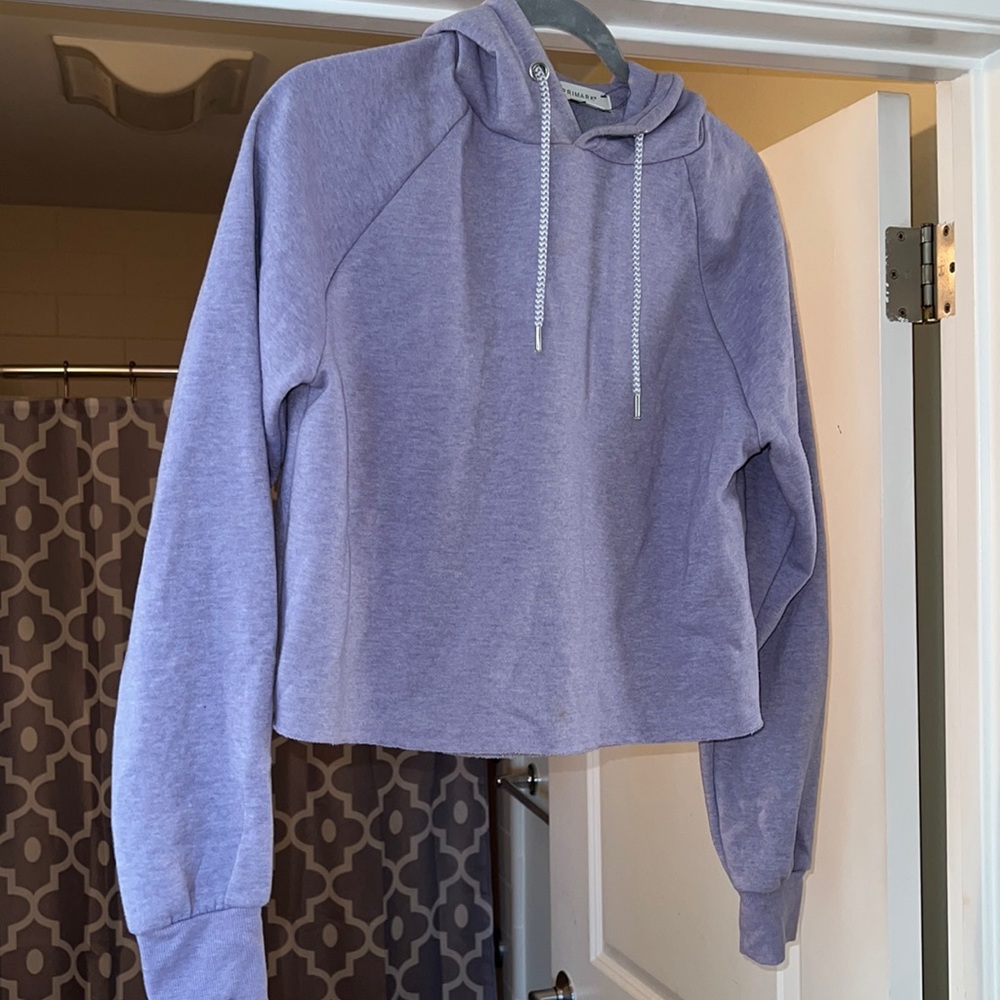 Cute Lavender Low Crop Hoodie